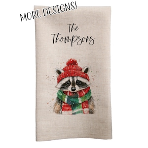 Welcome To Our Den Tea Towel, Racoon Tea Towel, Custom Raccoon, Family Gifts, Nature Tea Towels