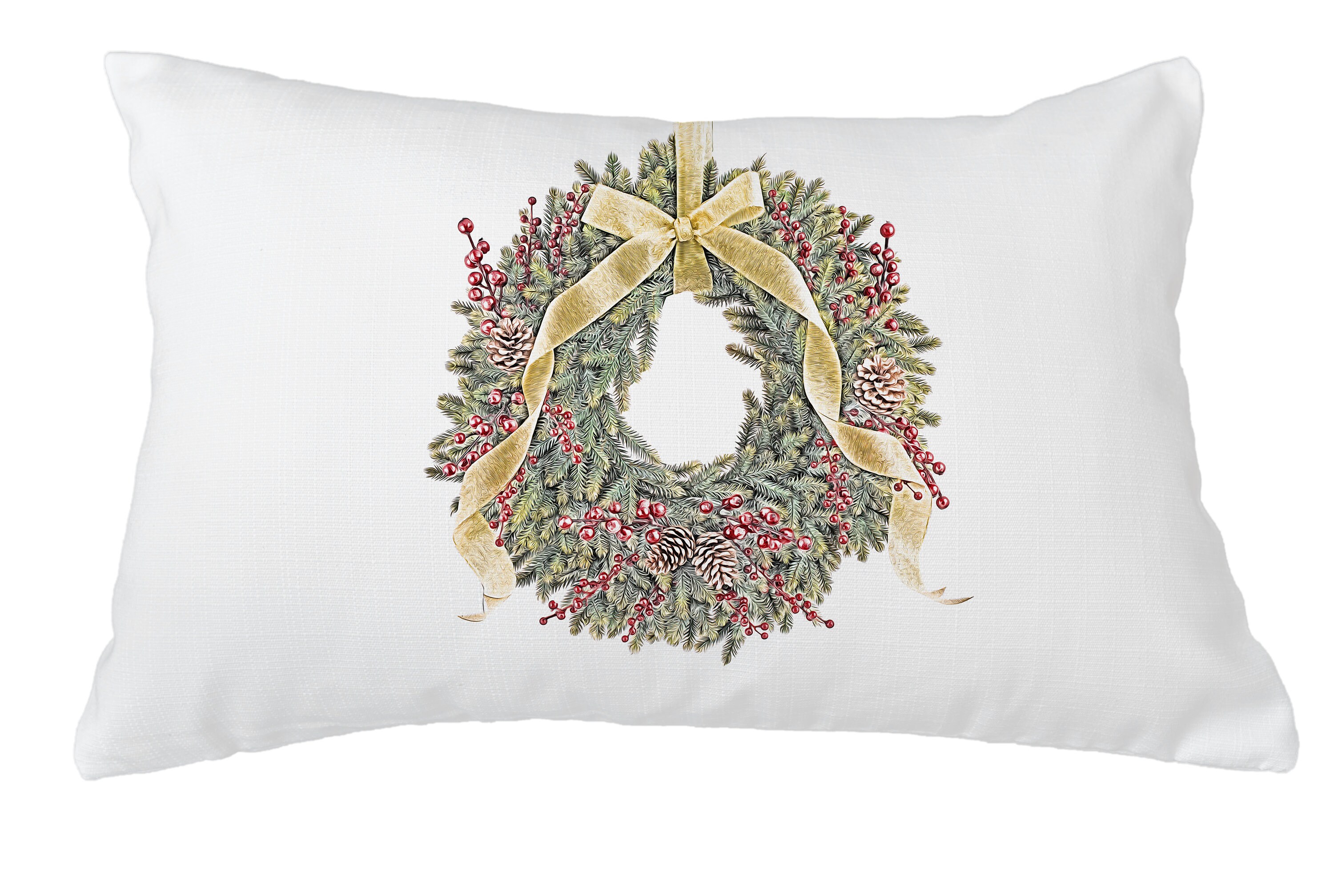 Christmas Wreath Pillow Or cover 12 x 18 Christmas Pillow Etsy