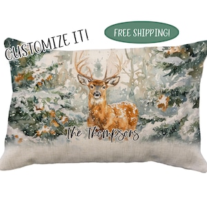 Deer Pillow, Multiple Designs, Personalize, Cabin, Lodge Gifts, Buck, Handmade