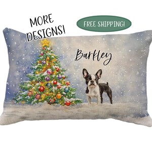 Boston Terrier Christmas Pillows, Multiple Designs, Customize, Christmas, Snowman, Nutcracker, Ornaments, Handmade