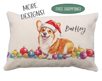 Corgi Christmas Pillows, Multiple Designs!, 12x18* Pillow, Corgi Gifts, Custom Corgi, Corgi Pillow, Corgi Stuff, Cute Corgi