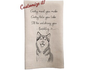 Husky Dog SET OF 2 BATH HAND TOWELS EMBROIDERED BY LAURA Husky Dog SET OF 2 BATH HAND TOWELS EMBROIDERED BY LAURA