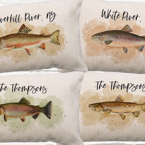 Trout Custom Pillow Or Cover, 12x18*, Fly Fishing Gifts, Fishing Pillow, Fisherman Gifts, Custom Trout Pillow, Custom Fishing Pillow