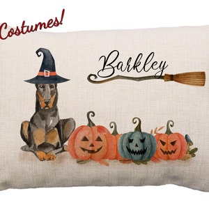 Doberman Halloween Custom Pillow, Personalized Doberman, 12x18 Pillow, Doberman Pillow, Doberman  Gifts, Doberman Wizard, Doberman Angel