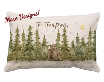 Brown Bear or Black Bear in the Woods Custom  Pillow Or Cover, 12x18*, Bear Gifts, Lodge Decor, 12x18 Pillow, Bear Pillow, Cabin Decor