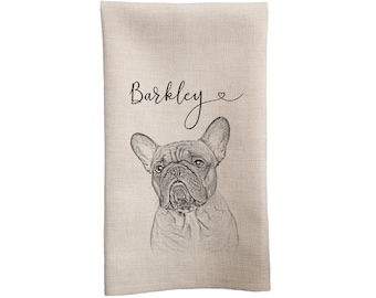 Personalized Name French Bulldog Tea Towel, Dog Tea Towel,  Dog Gifts, French Bulldog Gifts