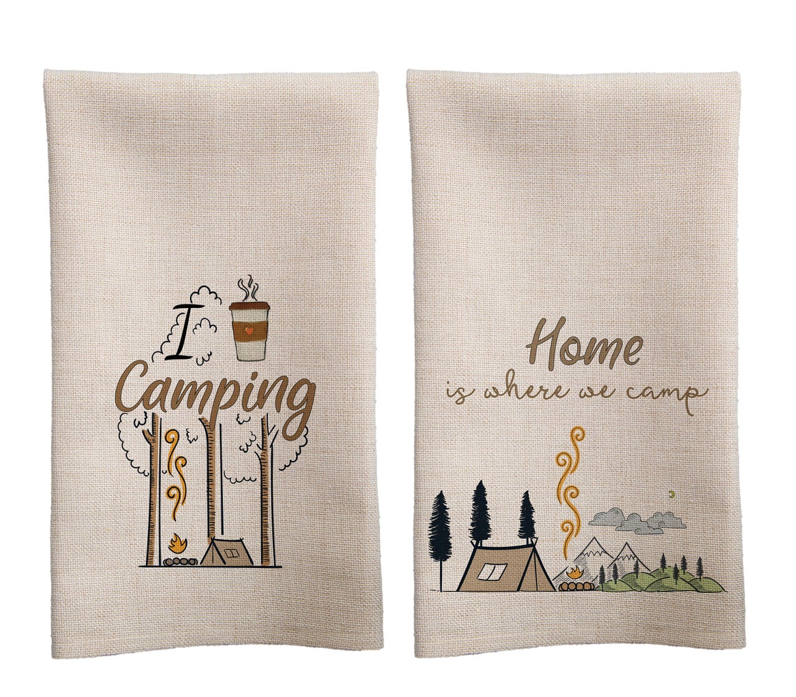I Love Camping Tea Towel SetCamping Gifts Outdoor Etsy
