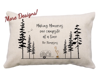 Making Memories One Campsite At A Time Camping Pillow, Camp Gifts, Camper Pillow, Handmade, Multiple Designs
