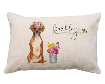Personalized Name Boxer Pillows, 12x18* Pillow, Boxer Gifts, Gifts For Boxers,  Gifts For Boxer Lovers, Dog Pillows,  Boxer Dog