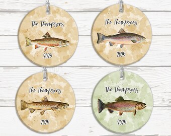 Trout Ornaments, Multiple Designs! Customize, Brook Trout, Brown Trout, Rainbow Trout, Golden Trout, Fishing Gifts, Handmade
