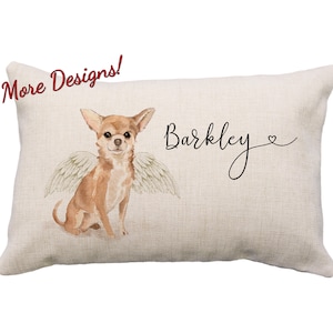 Chihuahua Wings Custom Pillow, 12 X 18*, Bereavement Chihuahua, Chihuahua Memorial, Chihuahua Remembrance, Chihuahua Rainbow, No Longer By
