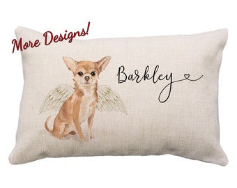 Chihuahua Wings Custom Pillow, 12 X 18*, Bereavement Chihuahua, Chihuahua Memorial, Chihuahua Remembrance, Chihuahua Rainbow, No Longer By
