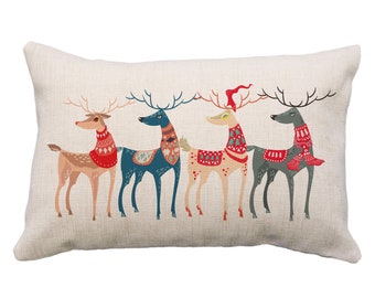 All Smiles Christmas Reindeer Throw Pillow Case Deer Outdoor Décor Cushion Cover PiIlowcase 18x18 Cotton Linen Decorations …