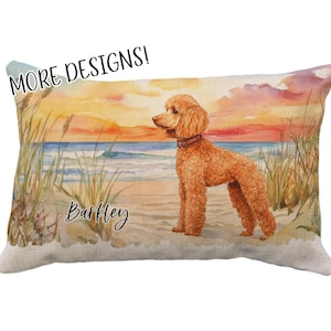 Poodle Pillows, Multiple Designs! Personalized Poodle, 12x18* Pillow or Cover, Poodle Gifts, Custom Poodle, Grey Poodle, Black Poodle