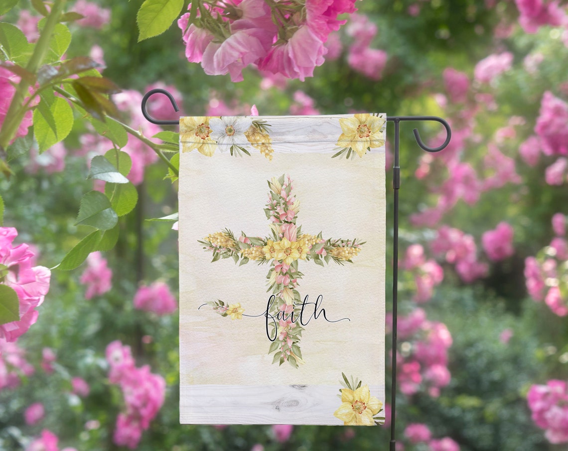 Faith Garden Flag Cross Garden Flag Christian Gifts Garden Etsy