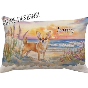 Chihuahua Pillows, Multiple Designs! Personalize, Christmas, Beach, Handmade