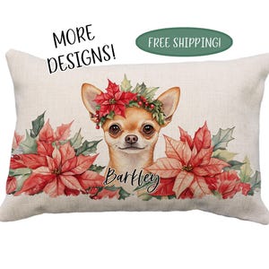 Chihuahua Pillow, Multiple Designs! Personalized, Christmas, Beach, Memorial, Camping, Handmade