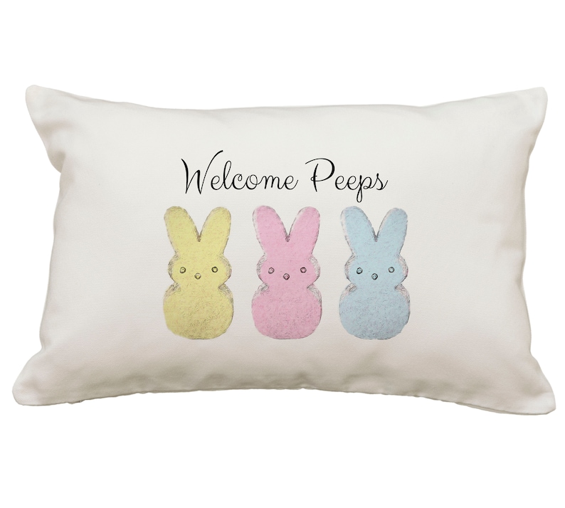 Easter Gifts Welcome Peeps Pillow Bunny Gifts Peeps Gifts Easter Pillows 12x18 Pillow