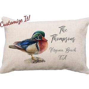 Wood Duck Custom Pillow or Cover, 12x18* Pillow, Wood Duck Gifts, Cabin Decor , Lodge Decor, Woodduck, Wood Duck Pillow