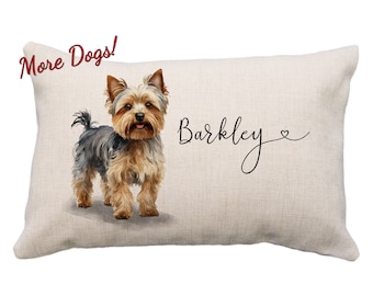 Yorkshire Terrier Custom Name Pillows, 12x18* Pillow, Yorkshire Terrier Gifts, Yorkie Pillow, Yorkie Watercolor, Yorkie Gifts, Yorkie Memory