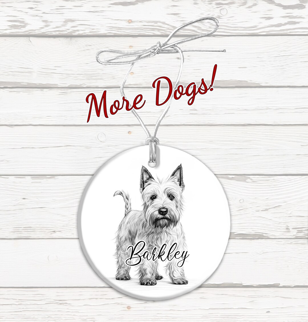 Scottish Terrier Ornament, Scottie Watercolor, Scottie Drawing, Memory