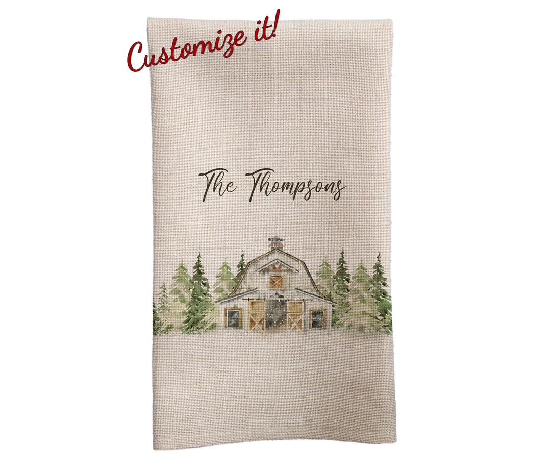 White Barn Tea Towel, Barn Gifts, Farm Gifts, Customize, Handmade - Etsy