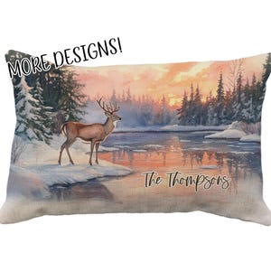 Reindeer and Deer Custom Pillows, Multiple Designs! 12 x 18* Pillow Or Cover, Christmas Pillow, Reindeer Pillow, Reindeer Gifts