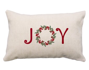 Sweet Little Chicadees & Joy on Red Needlepoint Christmas Pillow 12" x 16' Sweet Little Chicadees & Joy on Red Needlepoint Christmas Pillow 12" x 16'