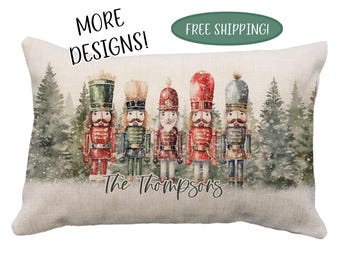 Nutcrackers and Christmas Trees Custom Pillow Or Cover, Custom Nutcracker, 12 x 18* Pillow, Christmas Nutcracker Decor, Christmas Pillow