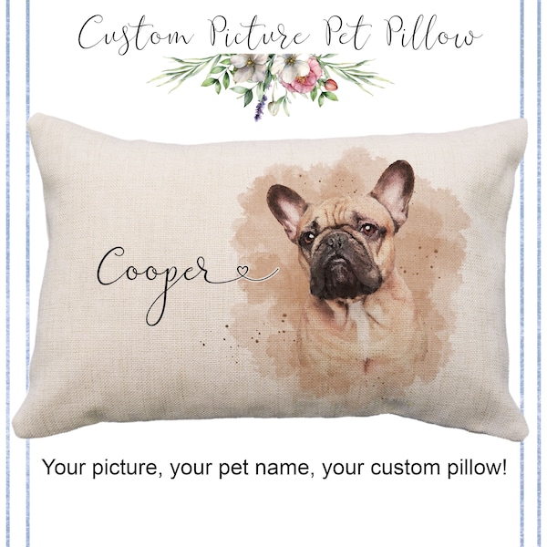 Pet Portrait from Photo Custom Watercolor Pet Pillow, Custom Dog Pillow, Custom Pet Pillow, Watercolor Dog Gifts, 12x18* Pillow, Custom Dog