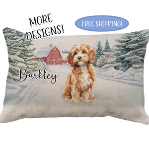 Cockapoo Pillows, Multiple Designs! Phantom, Black, Cream, Honey, Chocolate, Snowman, Nutcrackers, Christmas, Customize, Handmade