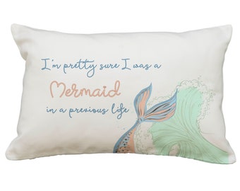 Pretty Mermaid Print Cotton Linen Cushion Waist Cover Home Decor Pillowcase Gift 