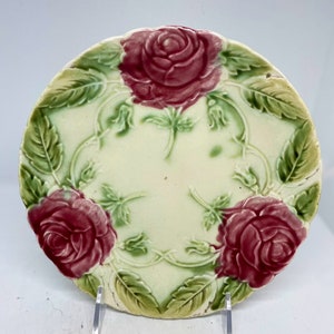 French Majolica Plate With Roses