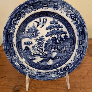 Blue Willow Plates With Stoneware And JC On The Back
