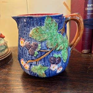 Antique Blue Majolica Pitcher By Shorters and Sons
