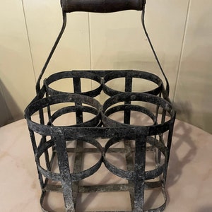 French Bottle Holder Made Of Metal With Wooden Handle