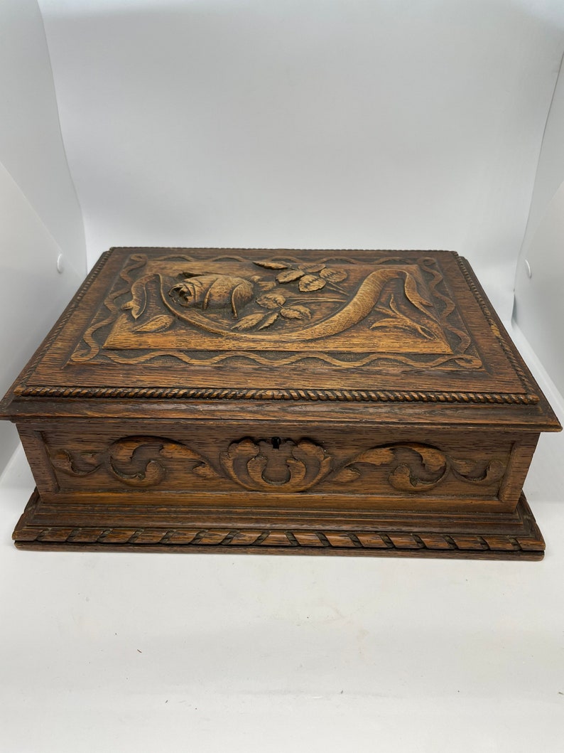 Black Forest Box With A Hand Carved Rose