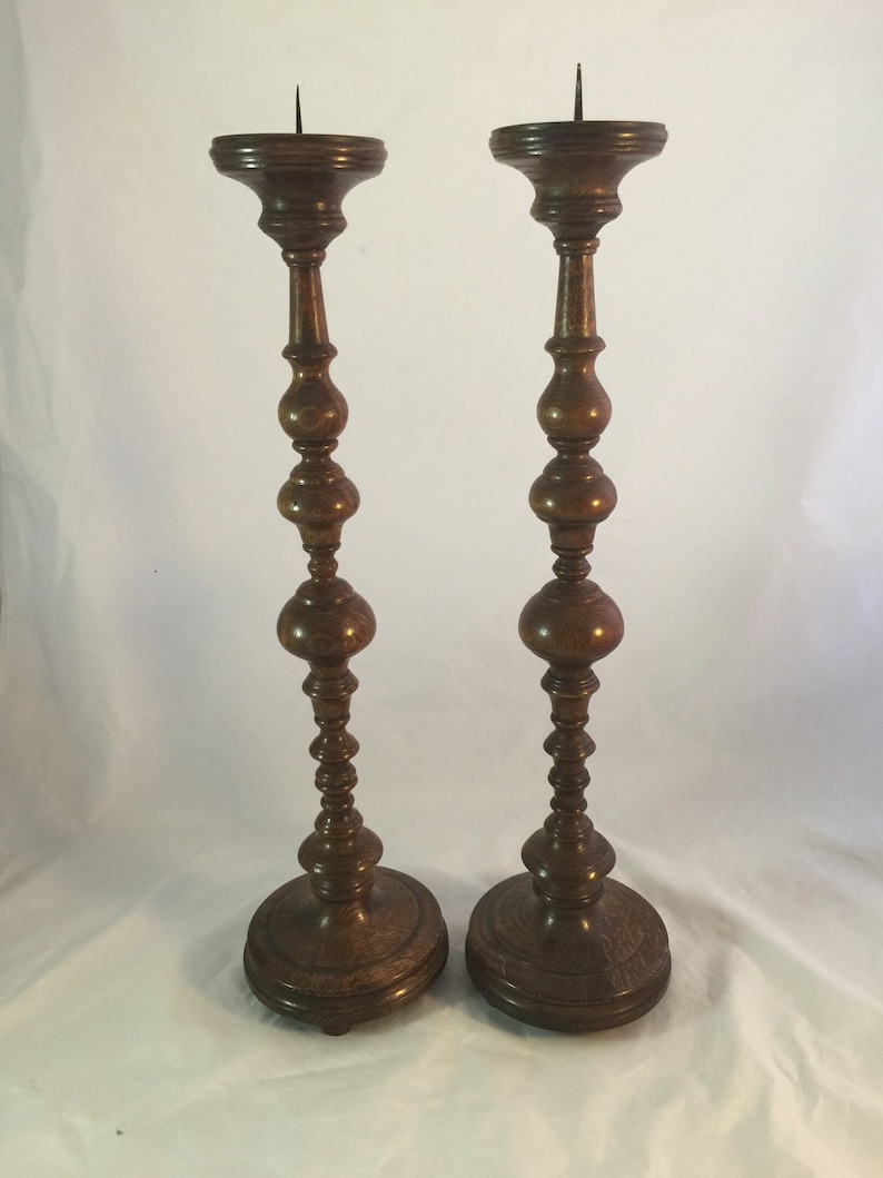 Large Wooden Altar Candlesticks/torchets From Europe Etsy