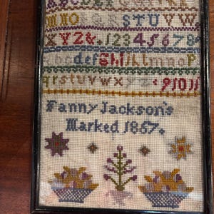 Antique Alphabet Sampler Dated 1867