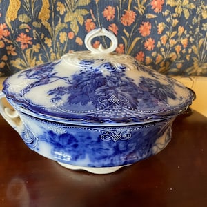 Flow Blue Tureen In The Vine Pattern By Wedgewood