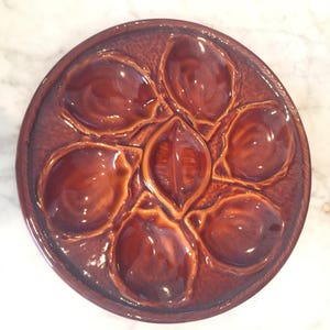 Vintage French Oyster Plate In Brown By St Clement