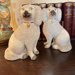 Antique Staffordshire Psir Of Poodle Dogs