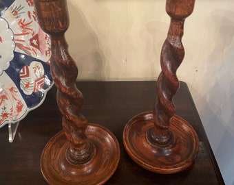 Barley Twist Candlesticks In A Pair From England