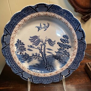 Real Old Willow Dinner Plate With White Border