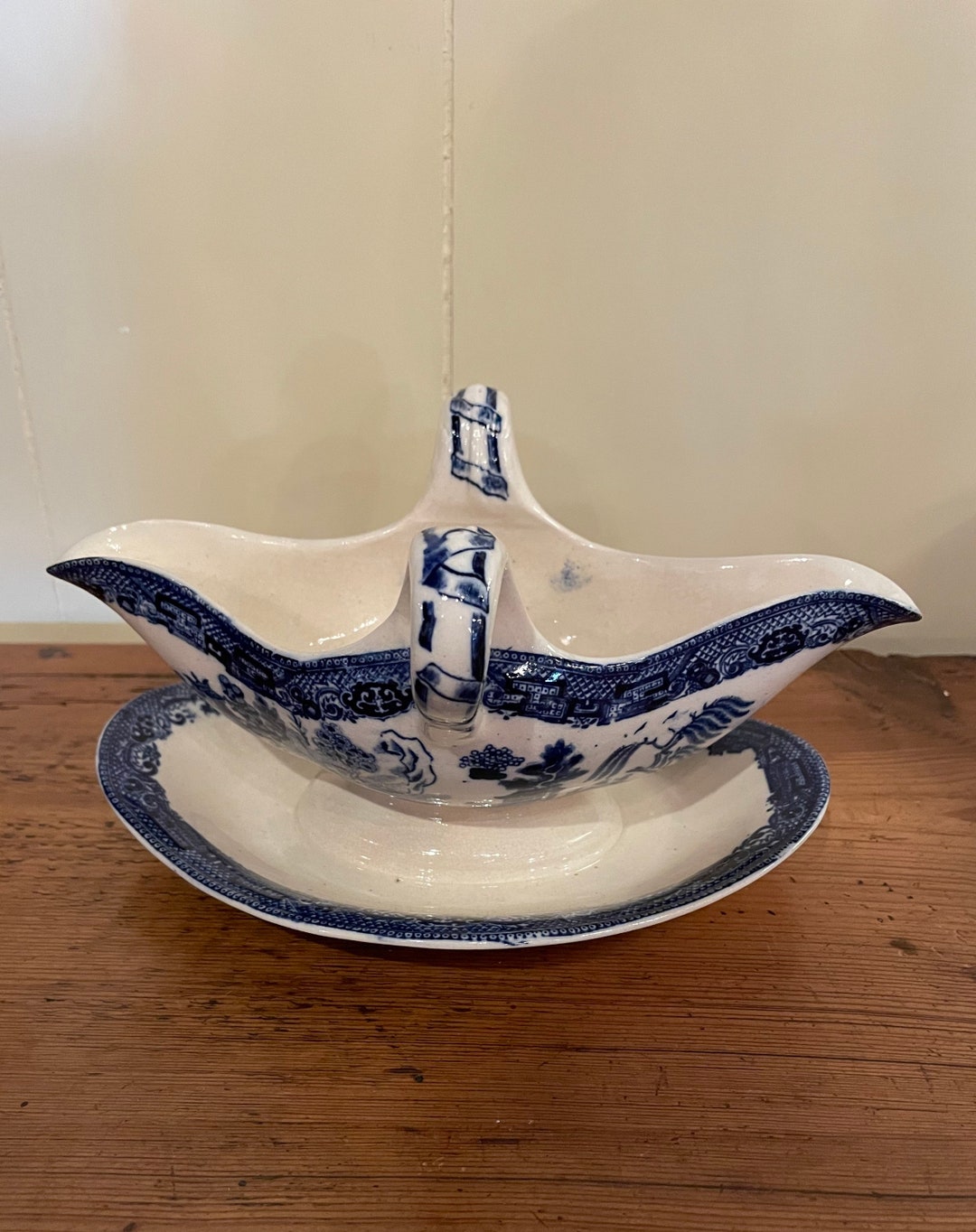 Blue Willow Gravy Boat by Wedgewood Etsy