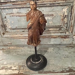 Antique Santos Or Religious Figure Hand Carved