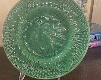 Green Majolica Salad Plate From England