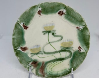 Majolica Pierced Plate With Water Lily