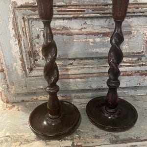 Vintage Bsrley Twist Candlesticks With Brass Capitols