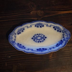 Flow Blue Dish In Lorne Pattern By Grindley